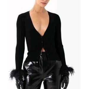 Ronny Kobo Cardigan Women's Size Medium Cropped Sweater Minimalist Modern EUC